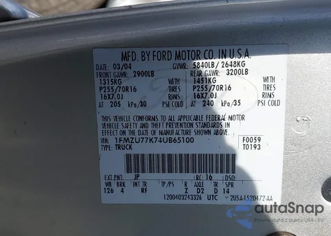 2004 Ford Explorer Sport Trac Adrenalin/Xls/Xlt z USA, uszkodzony, nr VIN 1FMZU77K74UB65100